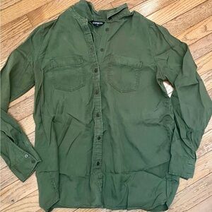 Express Olive Green Casual Shirt Medium